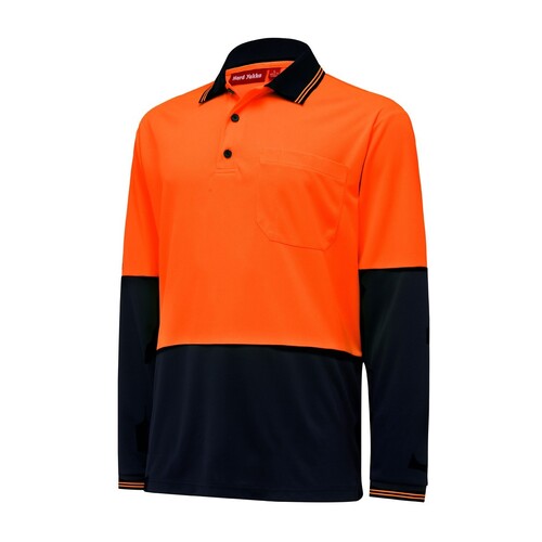 Hard Yakka Hi Vis 2 Tone L/Sl Micro Mesh Polo Colour Orange/Navy Size S