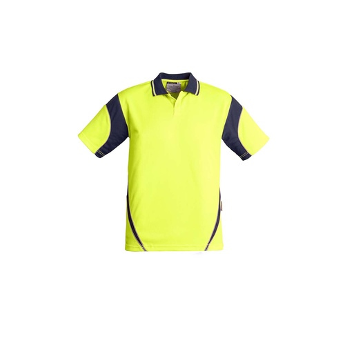 Syzmik Mens Hi Vis Aztec Polo Short Sleeve Yellow/Navy XS