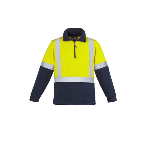 Syzmik Mens Hi Vis Fleece Jumper Shoulder Taped Yellow/Navy Small